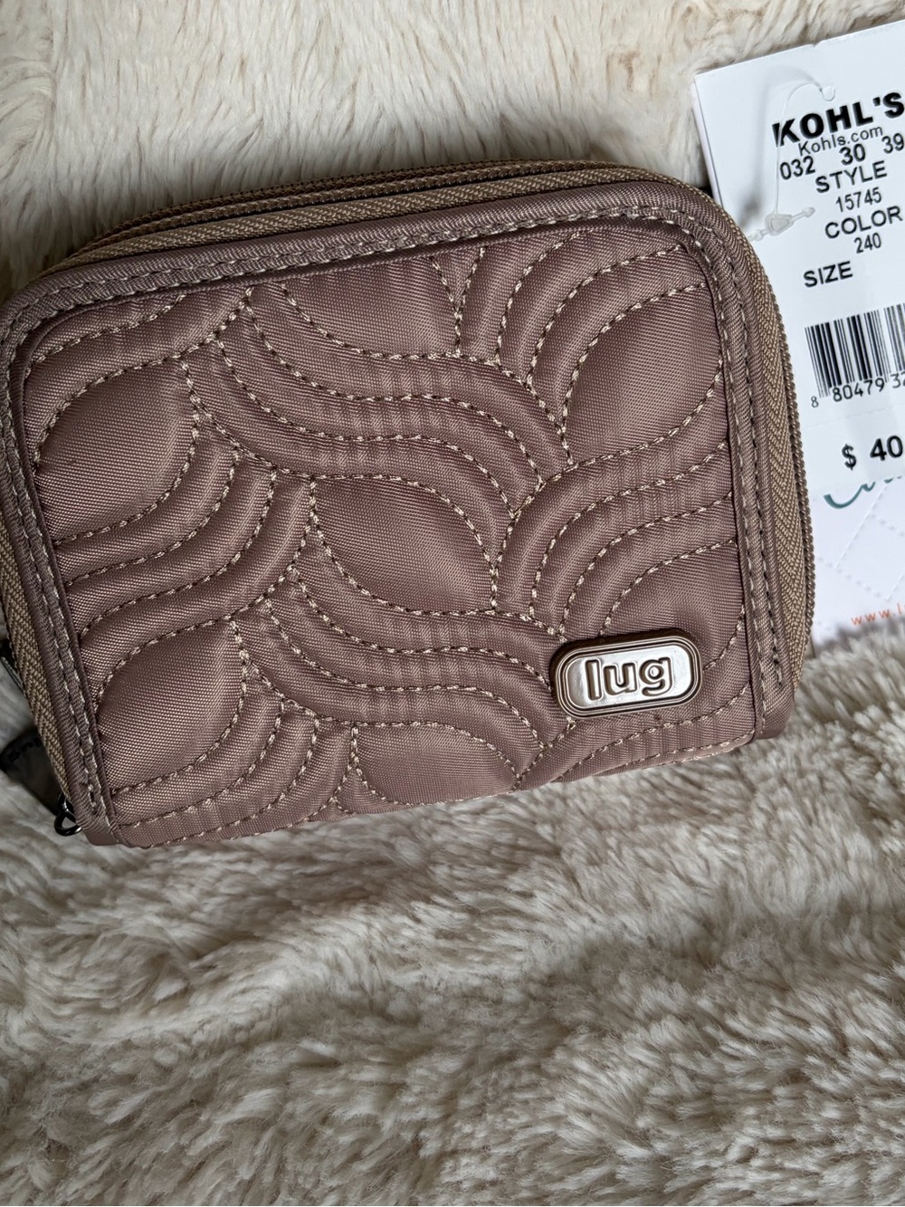 NWT Lug Splits Small Zip RFID Wallet in Sand Taupe
